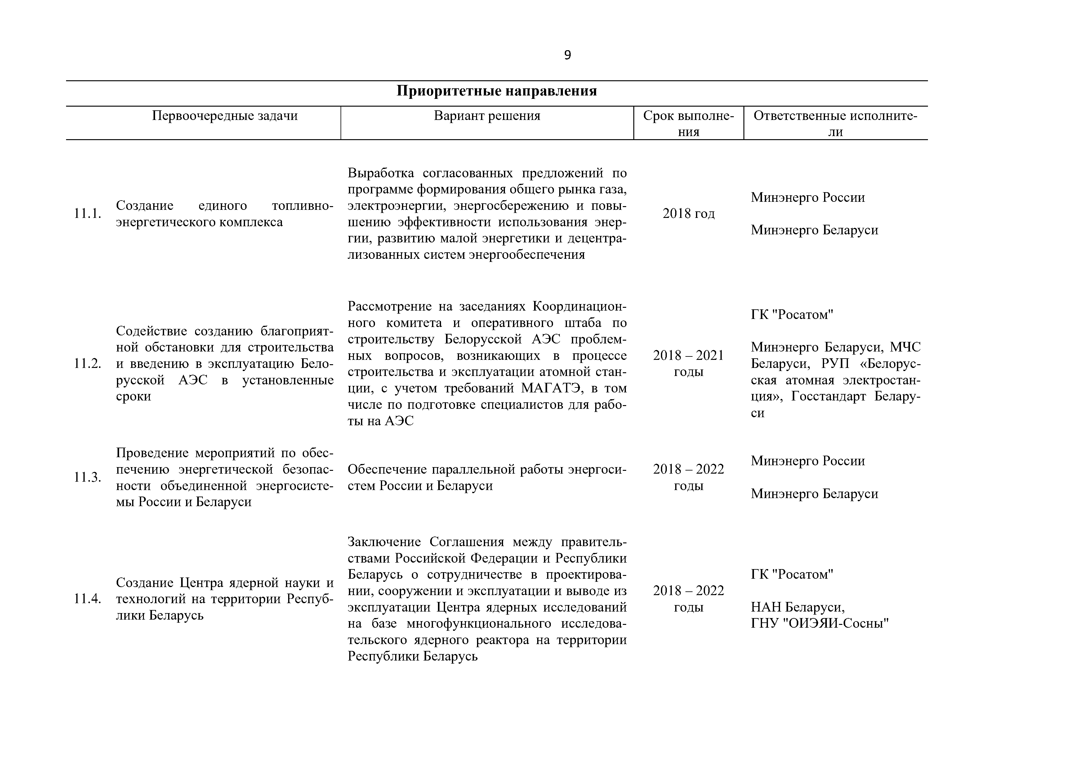 Приоритетные направления и первоочередные задачи развития Союзного государства на 2018 – 2022 г. (Страница 9)