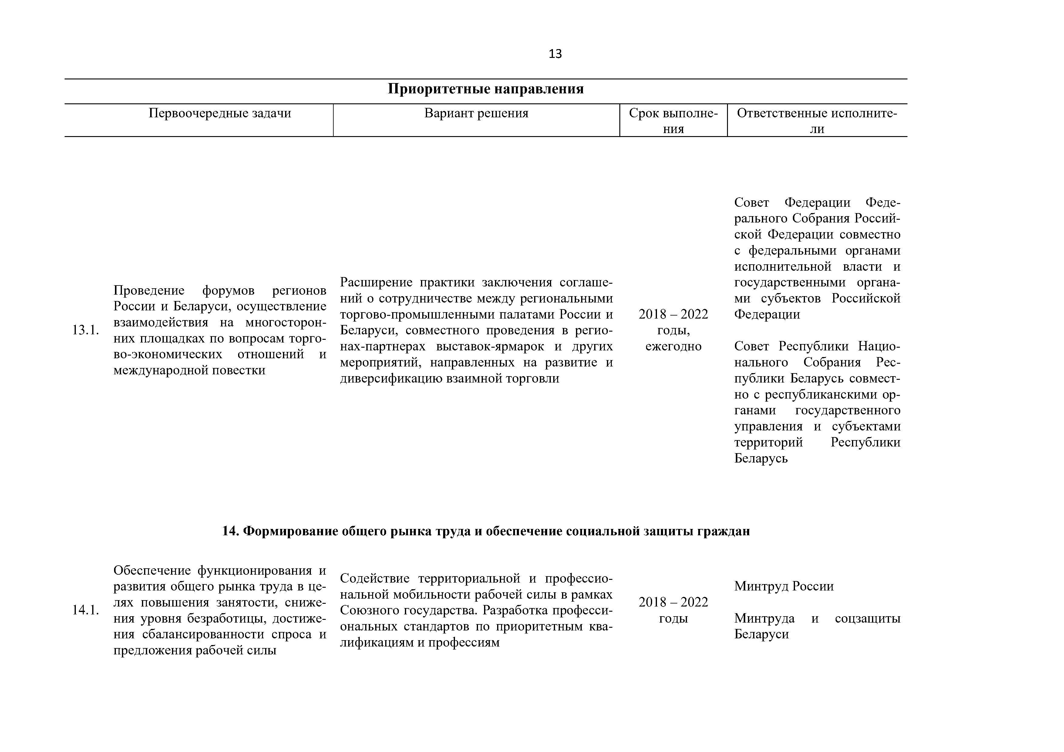 Приоритетные направления и первоочередные задачи развития Союзного государства на 2018 – 2022 г. (Страница 13)