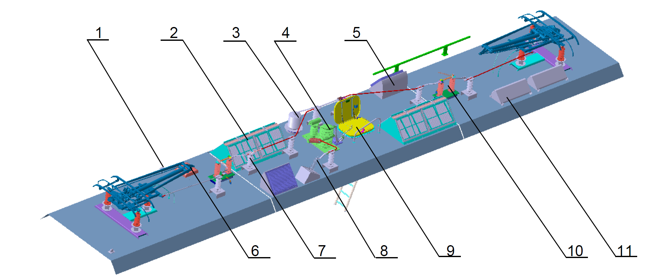 Расположение крышевого оборудования электровоза БКГ-2