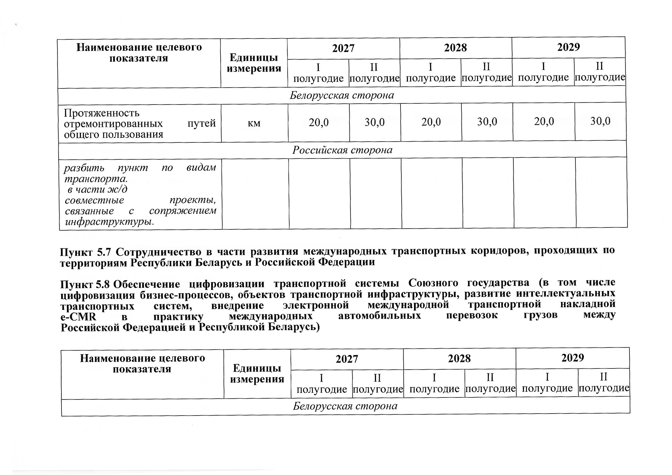 План мероприятий по разделу 5 «Транспорт» Союзного государства на 2027–2029 годы, предложения российской стороны, июль 2026 (Страница 5 из 22)